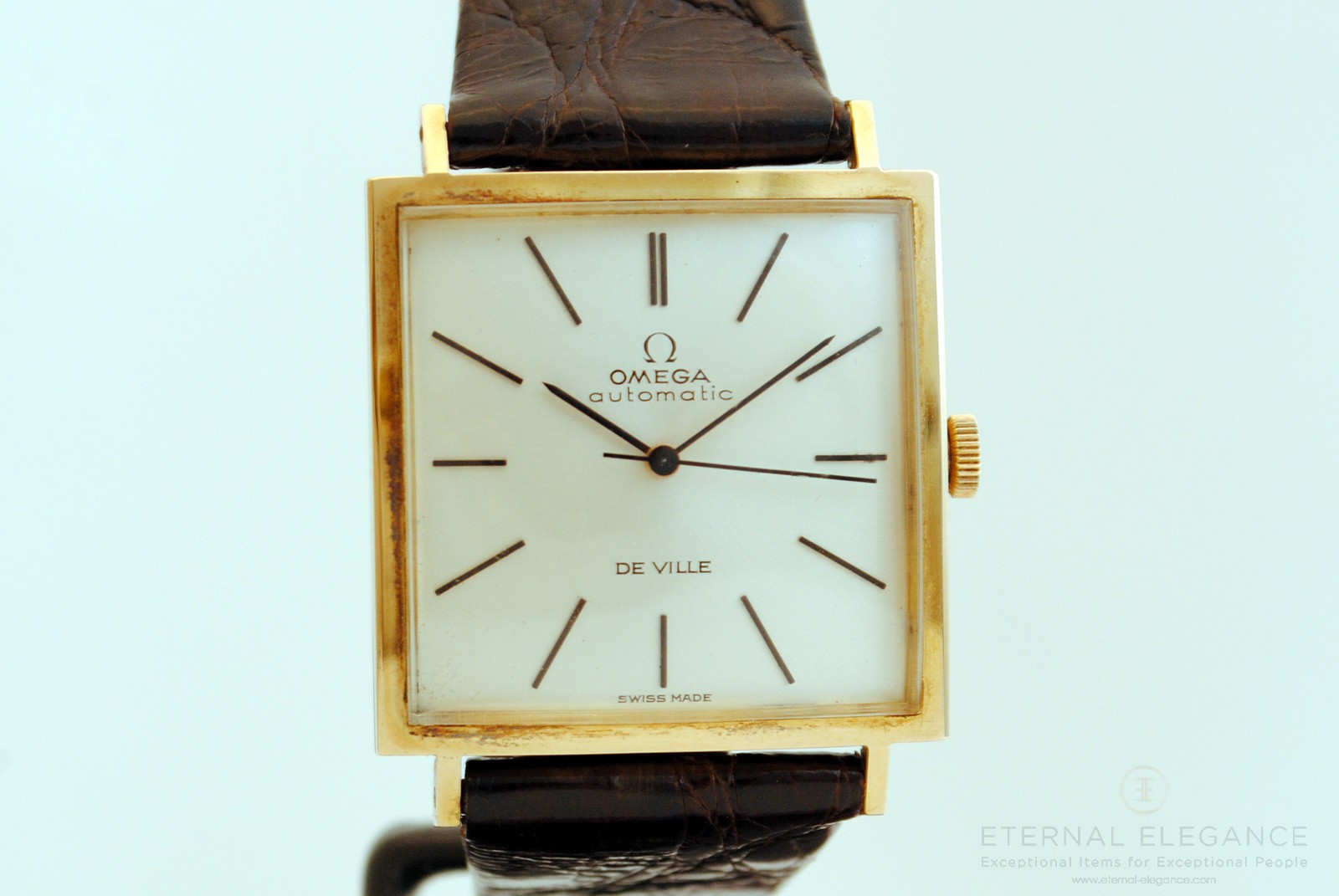 omega gold square watch